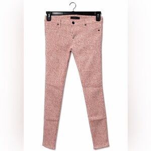 GENETIC Denim Skinny Jeans Size 27 | Textured Rust/Cream Tweed Print